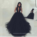 Sexy Women Black Ball Gown Halter Custom Made Turkey Evening Dresses